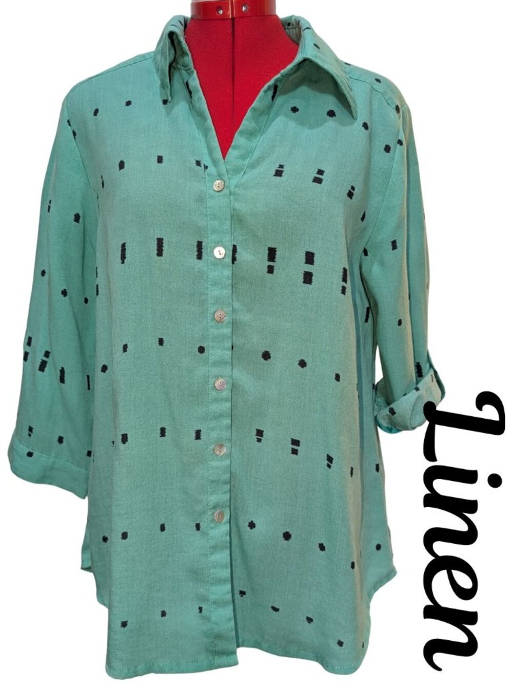 Fridaze 100% Linen Shirt – Geometric Print